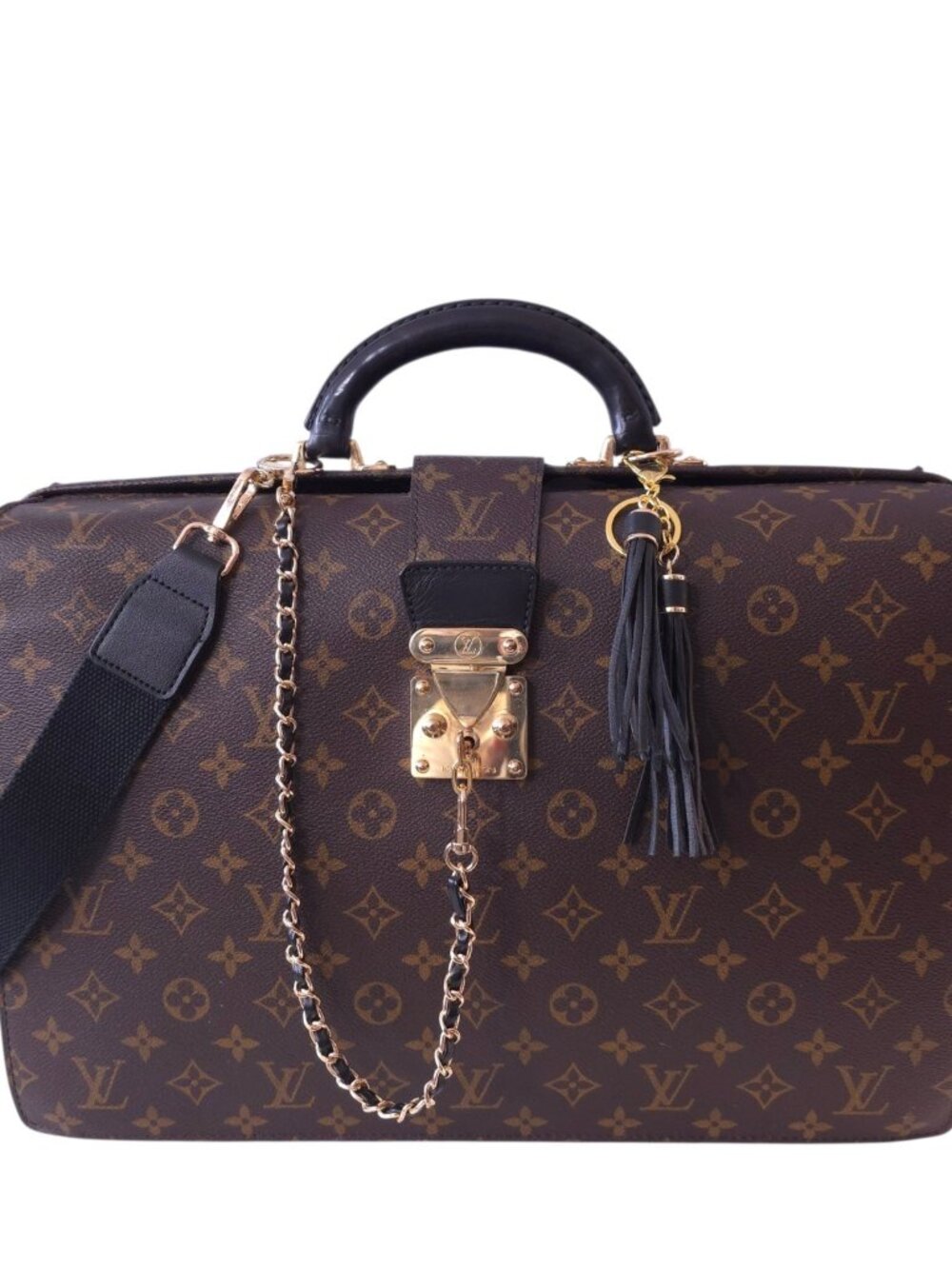LOUIS VUITTON Custom Briefcase Shoulder Bag Mens CEO Case Leather Professional